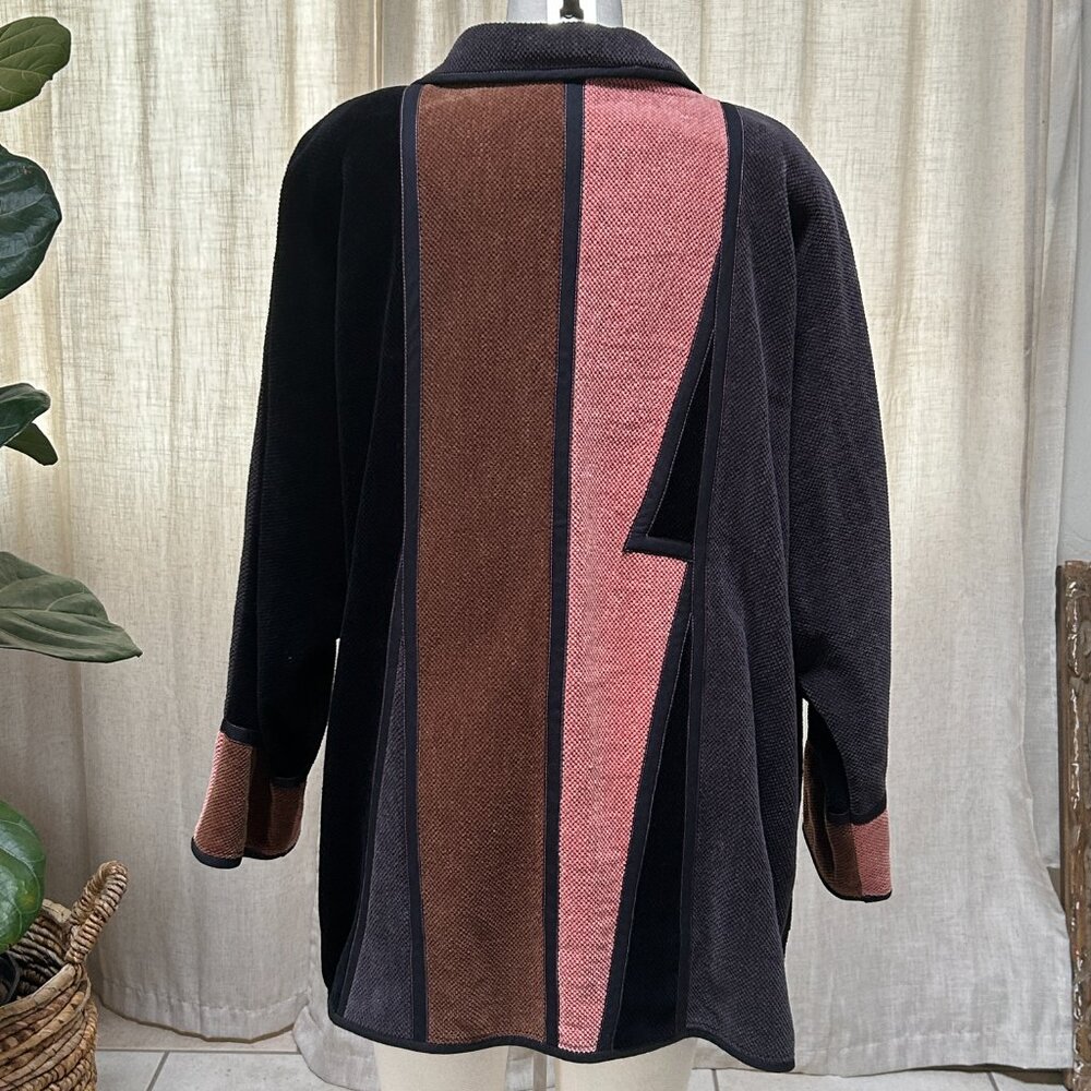 Handmade Finnish Lagenlook Colorblock Cotton Jacket Scandinavian Minimalist M - Picture 2 of 13